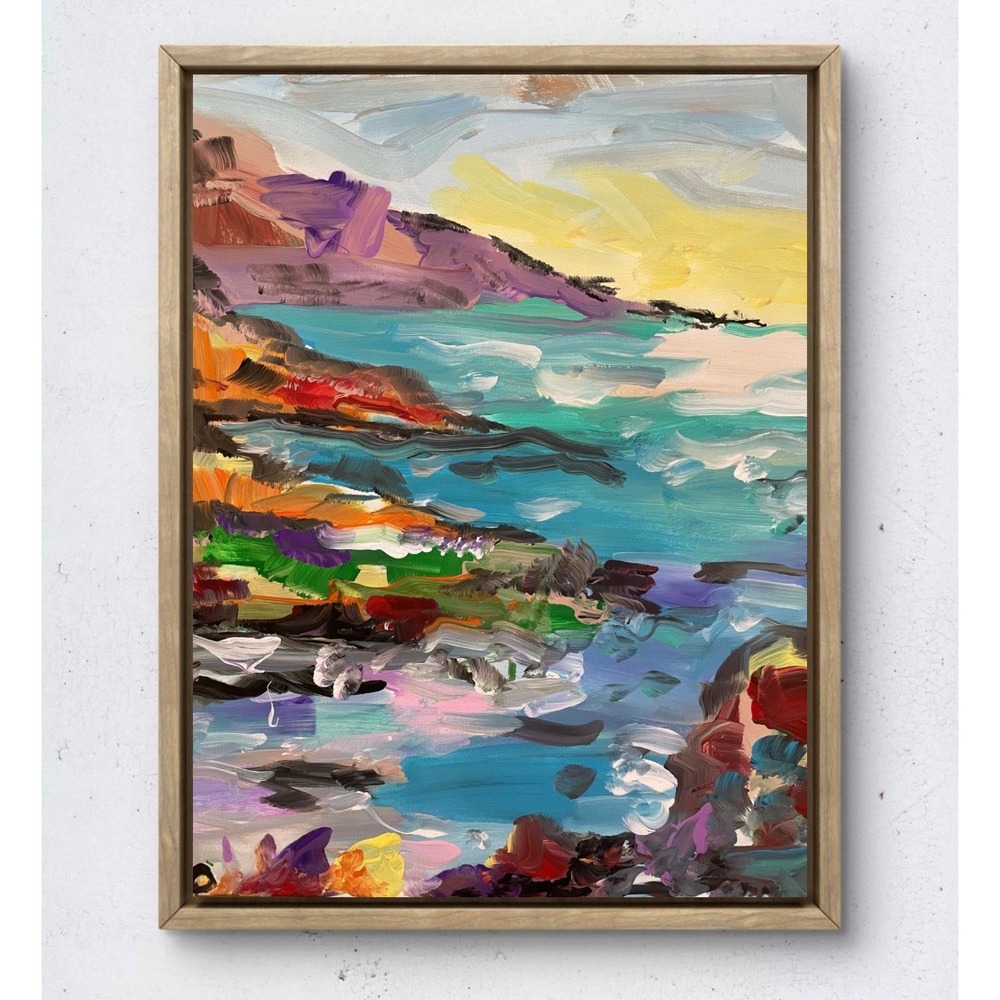 Oman Original Abstract Seascape Painting 16x20 Coastal Landscape Ocean Art
